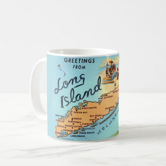 Vintage Long Island Map Mug (Front Left)