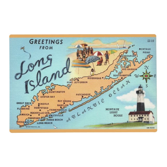 Vintage Long Island Map  Placemat (Front)