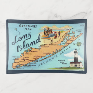 Vintage Long Island Map Trinket Tray