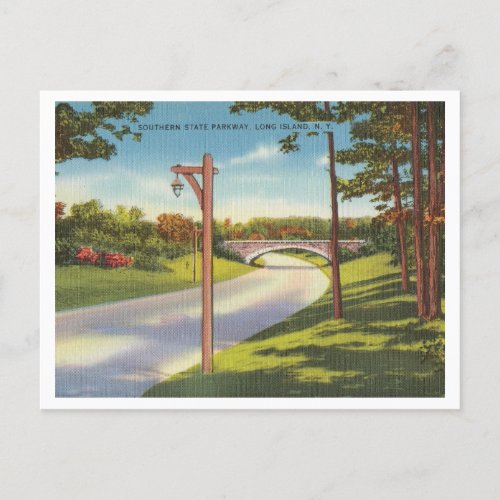 Vintage Long Island New York Parkway Postcard
