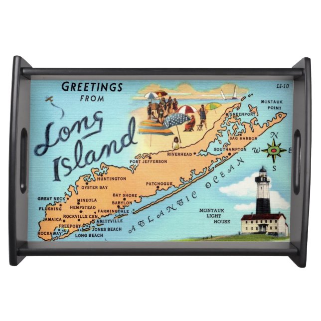Vintage Long Island, NY Map Serving Tray (Front)
