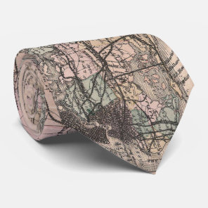 Vintage Long Island NY Railroad Map (1882) Tie