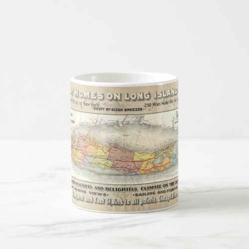 Vintage Long Island Real Estate Railroad Map Coffee Mug