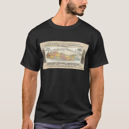 Vintage Long Island Real Estate Railroad Map T_Shirt