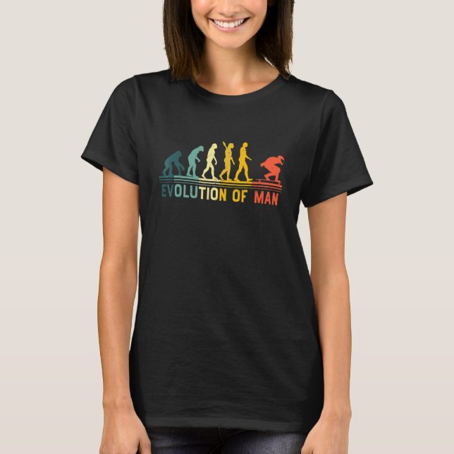 Vintage Longboard Longboarding  Evolution Man T-Shirt (Front)