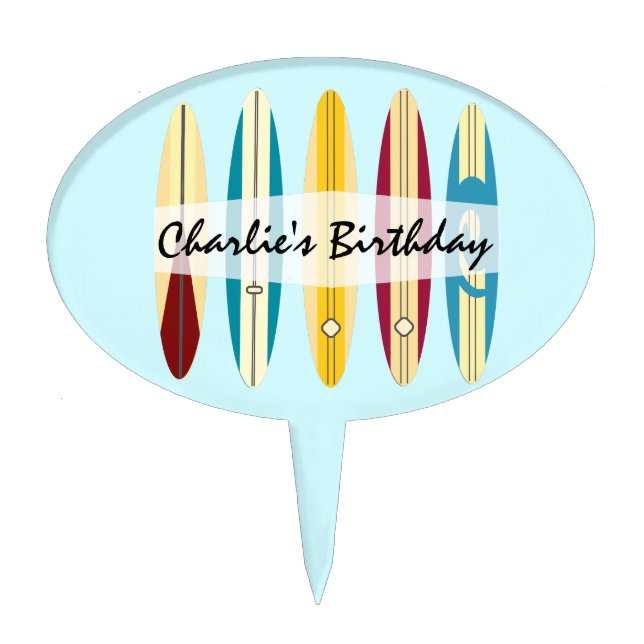 Vintage Longboards Cake Topper (Front)