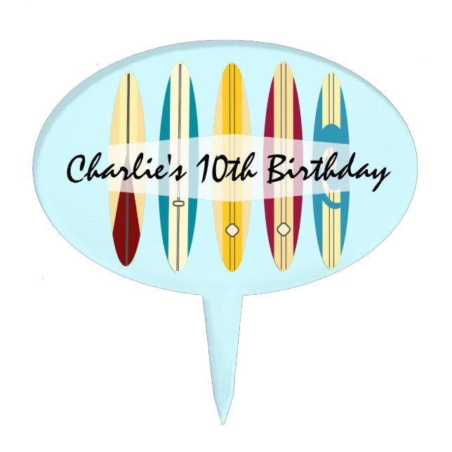 Vintage Longboards Cake Topper (Front)