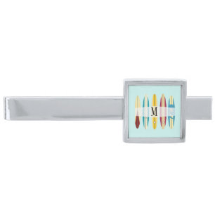 Vintage Longboards Monogram Silver Finish Tie Bar