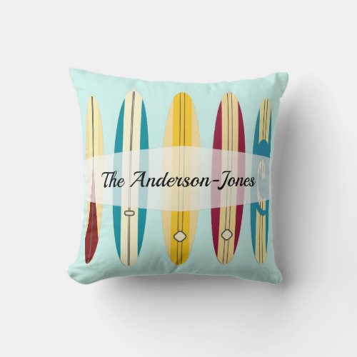 Vintage Longboards Throw Pillow