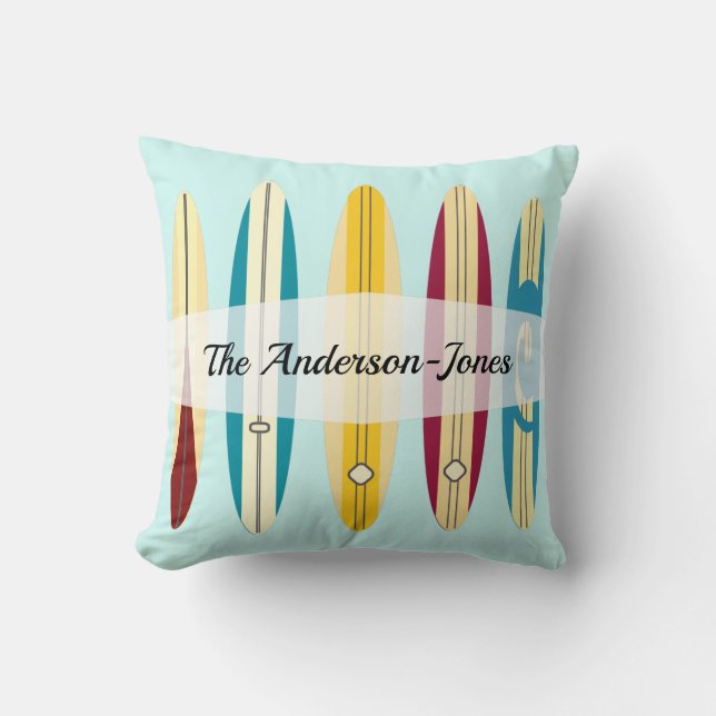 Vintage Longboards Throw Pillow (Front)