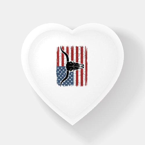 Vintage Longhorn Skull American Flag Vector Design Paperweight