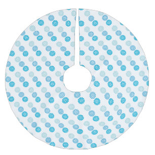 Vintage-look 1970s Blue Floral Brushed Polyester Tree Skirt