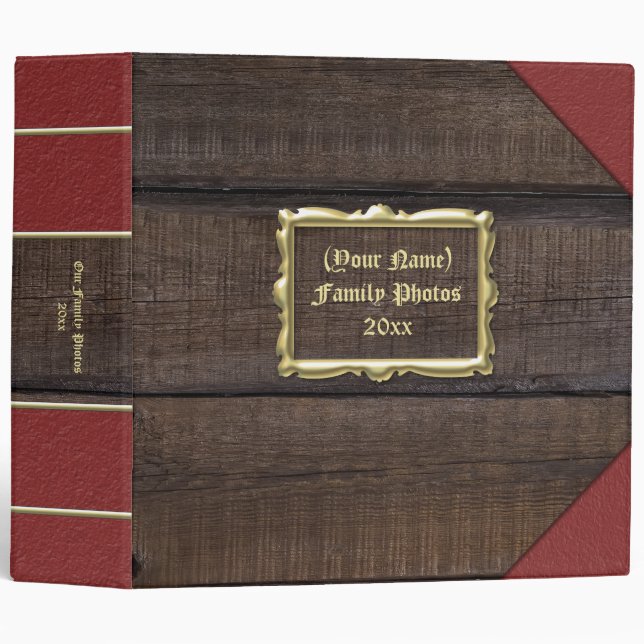 Vintage-Look 2" Personalized Photo Album Binder (Front/Spine)