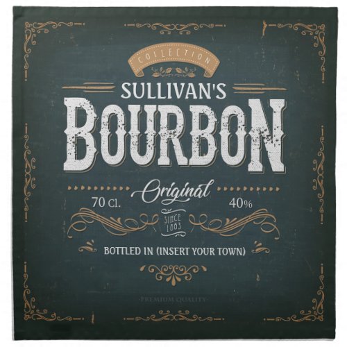 Vintage Look ADD NAME American Bourbon Whiskey Bar Cloth Napkin