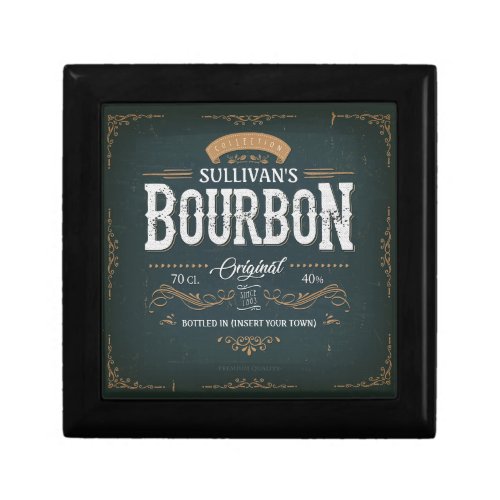 Vintage Look ADD NAME American Bourbon Whiskey Bar Gift Box