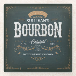 Vintage Look ADD NAME American Bourbon Whiskey Bar Glass Coaster