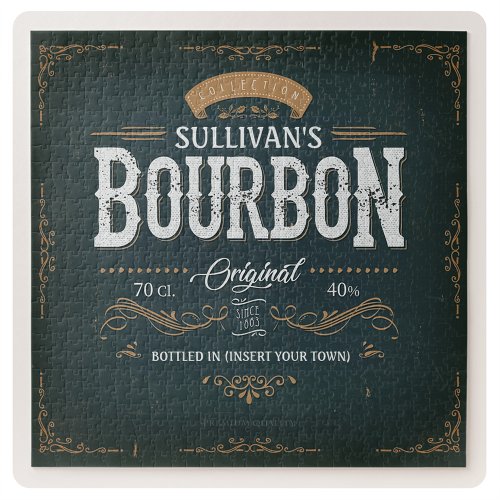 Vintage Look ADD NAME American Bourbon Whiskey Bar Jigsaw Puzzle