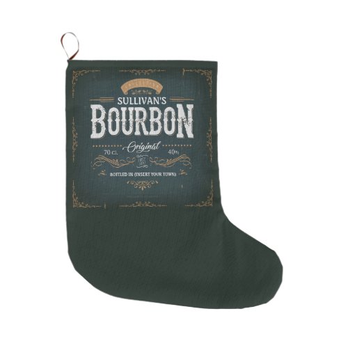 Vintage Look ADD NAME American Bourbon Whiskey Bar Large Christmas Stocking