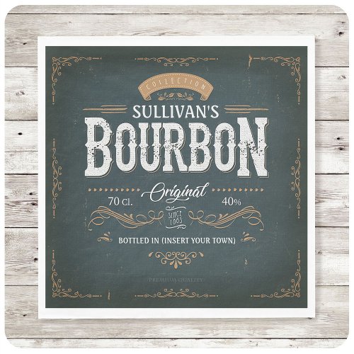 Vintage Look ADD NAME American Bourbon Whiskey Bar Napkins