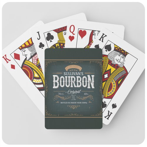 Vintage Look ADD NAME American Bourbon Whiskey Bar Playing Cards