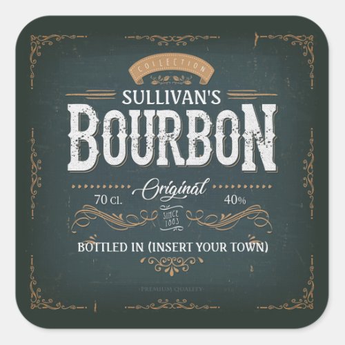 Vintage Look ADD NAME American Bourbon Whiskey Bar Square Sticker