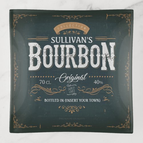 Vintage Look ADD NAME American Bourbon Whiskey Bar Trinket Tray