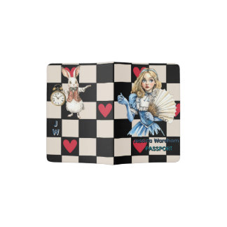 Vintage Look Alice in Wonderland themed Passport Holder