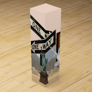 Vintage Look American Collage Wine Box