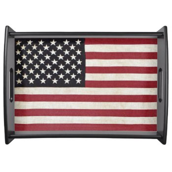 Vintage Look American Flag Serving Tray by Impactzone at Zazzle