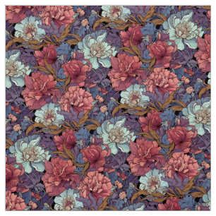 Vintage-Look Art Nouveau Floral Pattern Fabric