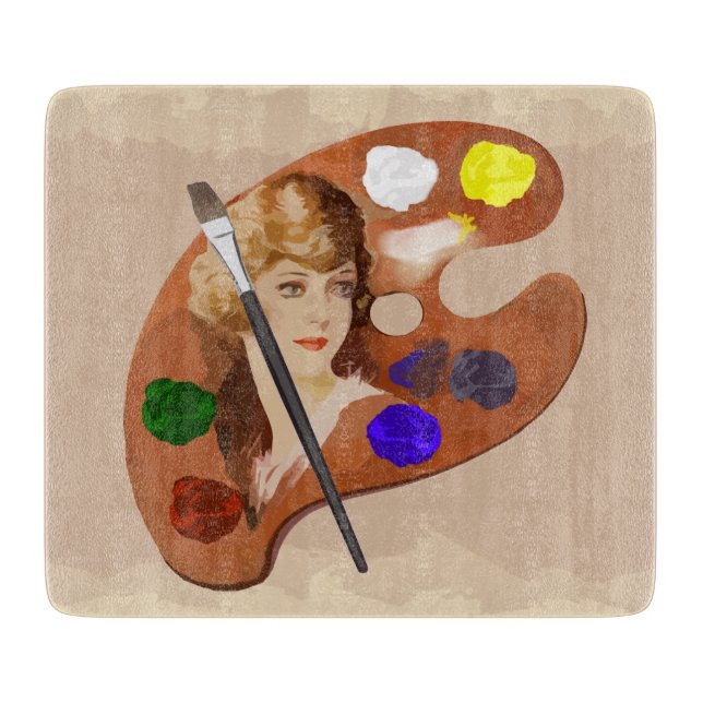 Vintage look artist palette cutting board (Front)