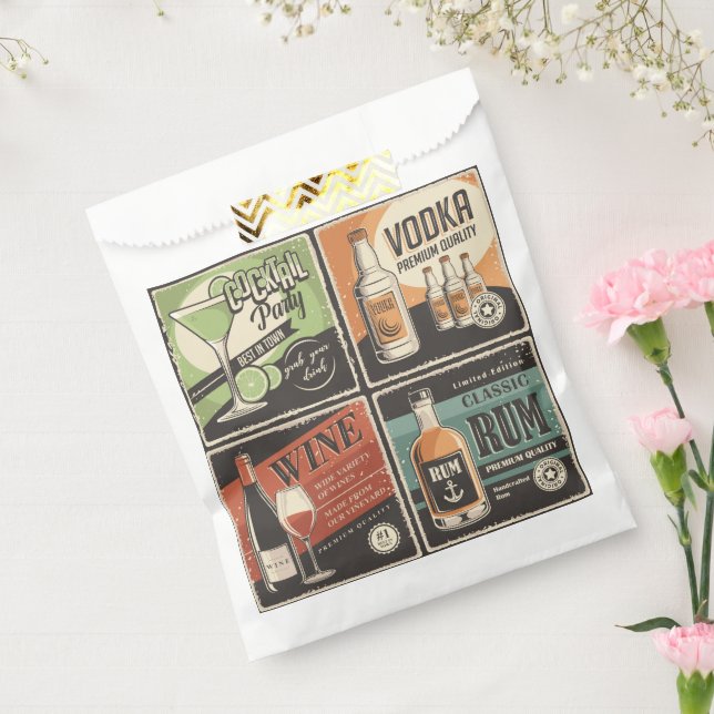 Vintage Look Bar Drink Tiles  Favor Bag (Sealed)