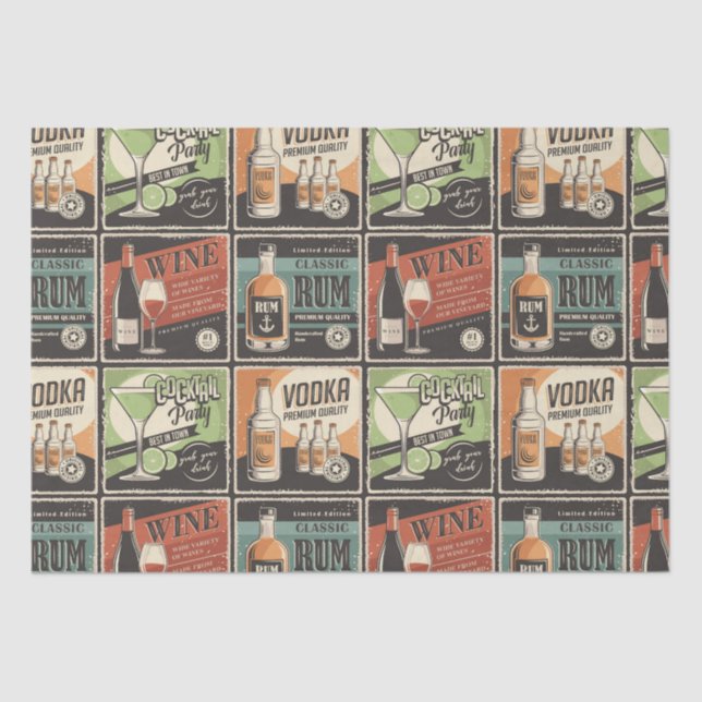 Vintage Look Bar Drink Tiles  Tissue Paper (Front)