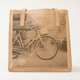 Vintage look bicycle design tote bag
