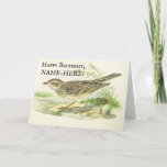 [ Thumbnail: Vintage Look Bird On Ground Birthday Card ]