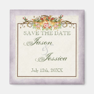 Vintage Look Blue Hydrangea - Wedding In - Magnet