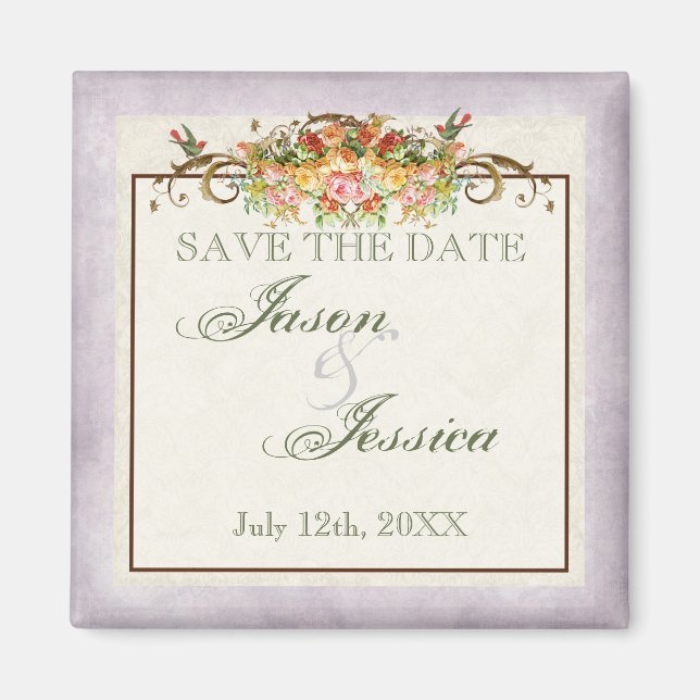 Vintage Look Blue Hydrangea - Wedding In - Magnet (Front)