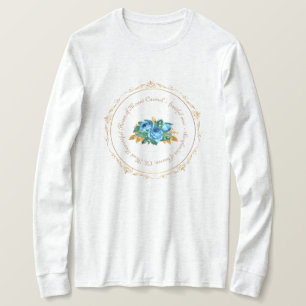 Vintage Look Blue Rose Long Sleeve T-Shirt