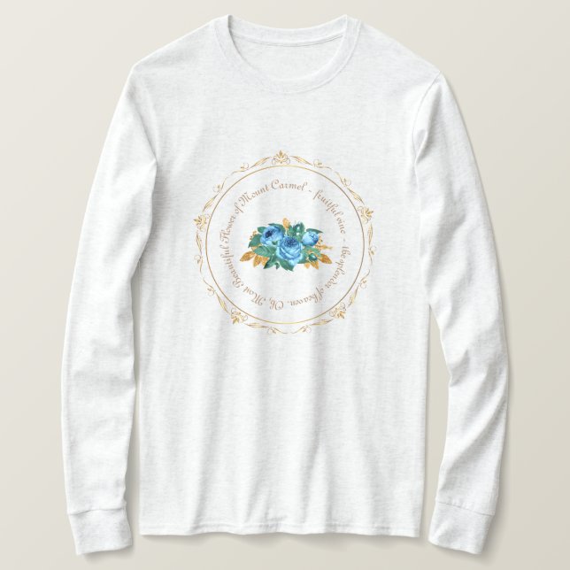 Vintage Look Blue Rose Long Sleeve T-Shirt (Design Front)