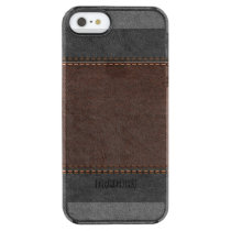 Vintage Look Brown And Black Leather Clear iPhone SE/5/5s Case
