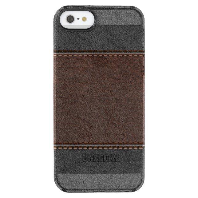 Vintage Look Brown And Black Leather Uncommon iPhone Case (Back)