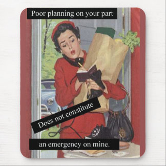 Vintage Look Busy Woman Multitasking Emergency Mouse Pad