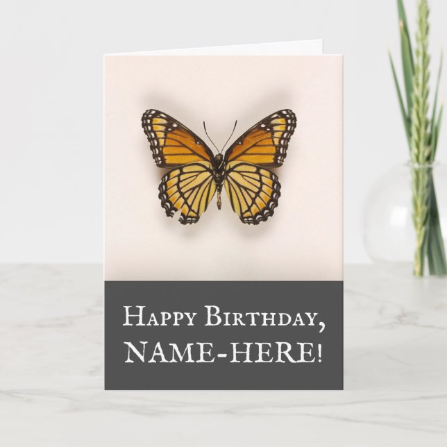 Vintage Look Butterfly, Happy Birthday Card (Front)