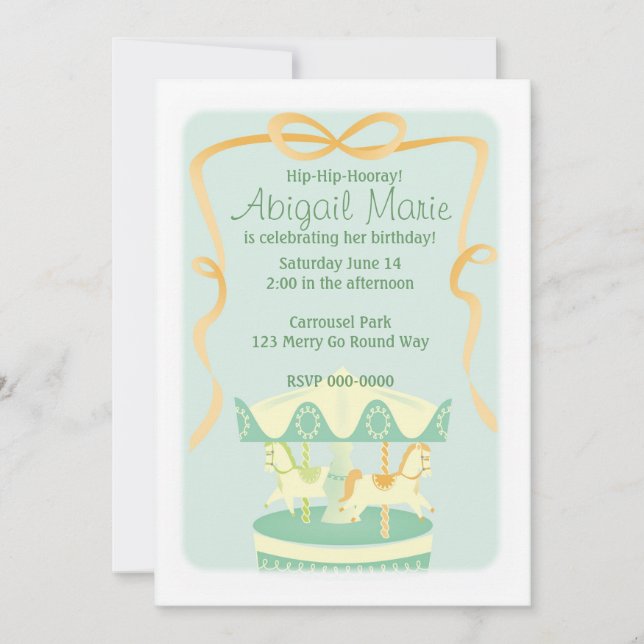 Vintage-Look Carousel Illustration Invitation (Front)