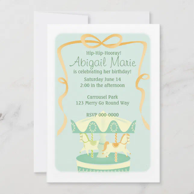 Vintage-Look Carousel Illustration Invitation | Zazzle