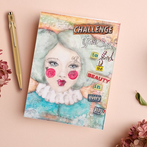 Vintage Look Clown Fun Whimsical Collage Art Note Card