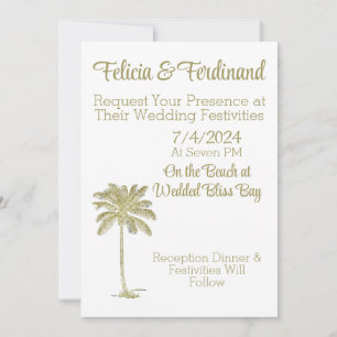 Vintage Look Coconut Palm Tree Beach Wedding Invitation