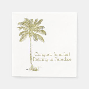 Vintage Look Coconut Palm Tree Retirement Party Napkins