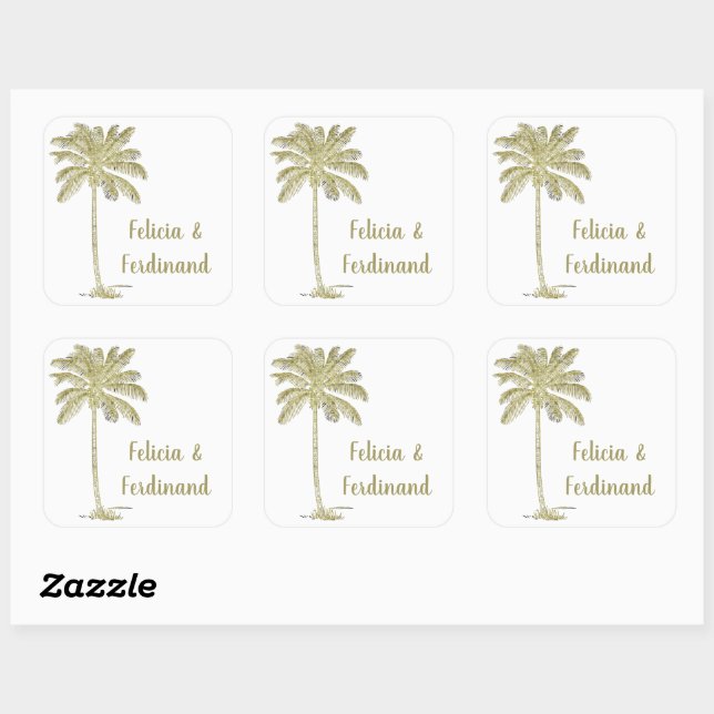 Vintage Look Coconut Palm Tree  Square Sticker (Sheet)