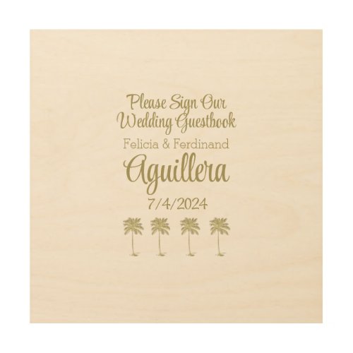 Vintage Look Coconut Palm Trees Wedding Wood Wall Art